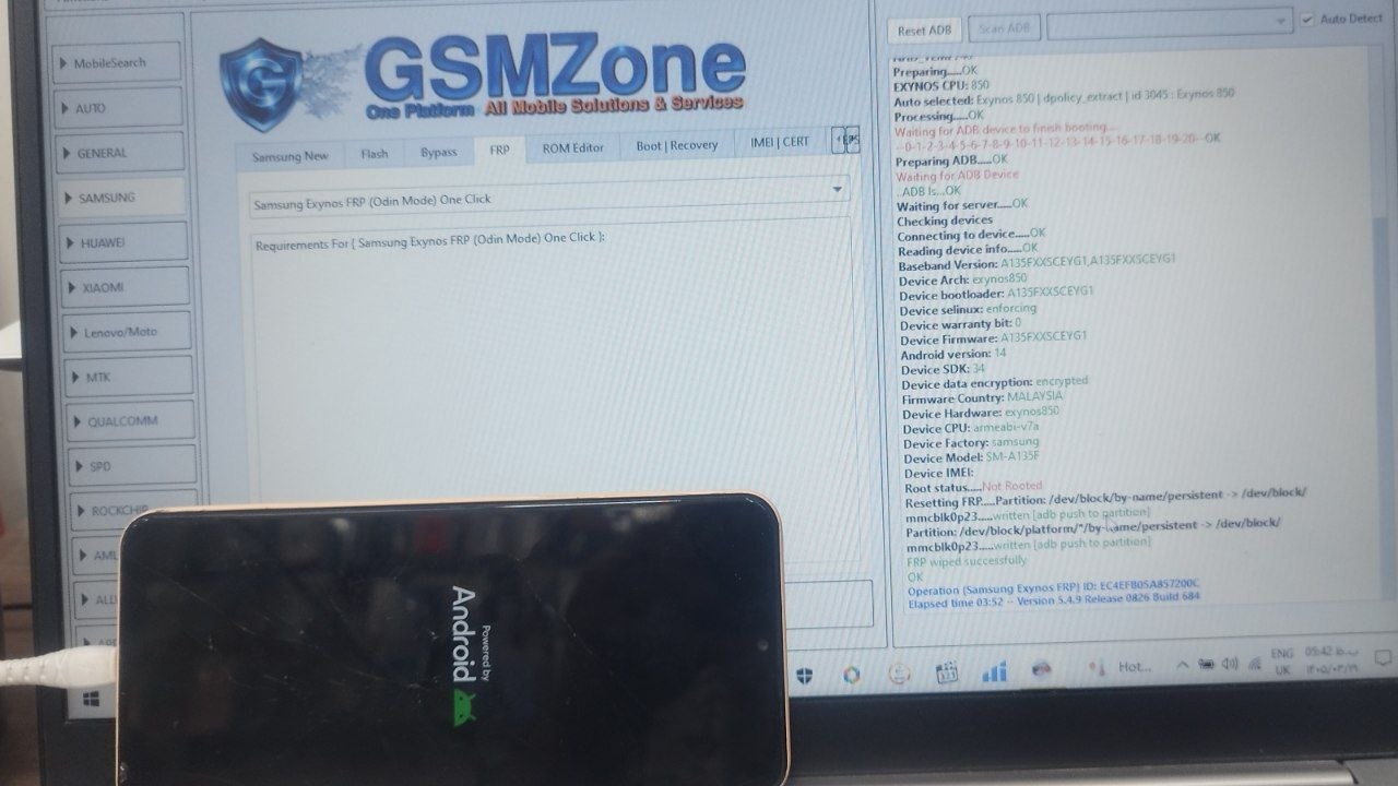 Frp remove Samsung A13 exynos 850