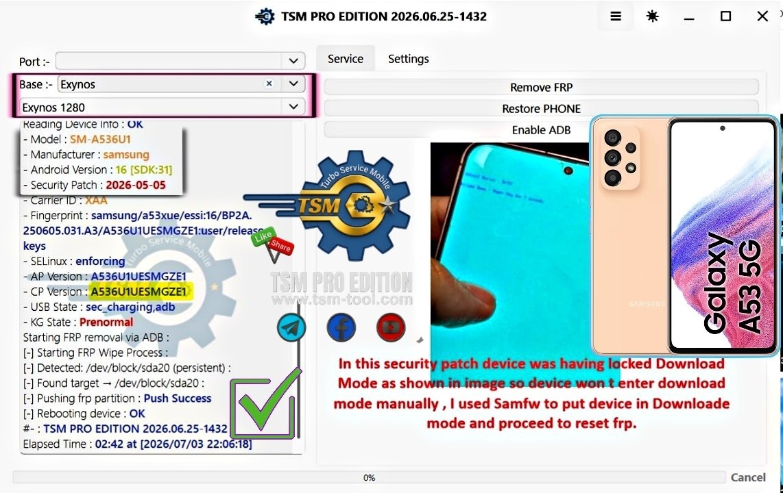 ENABLE ADB + Remove FRP Galaxy A53 5G