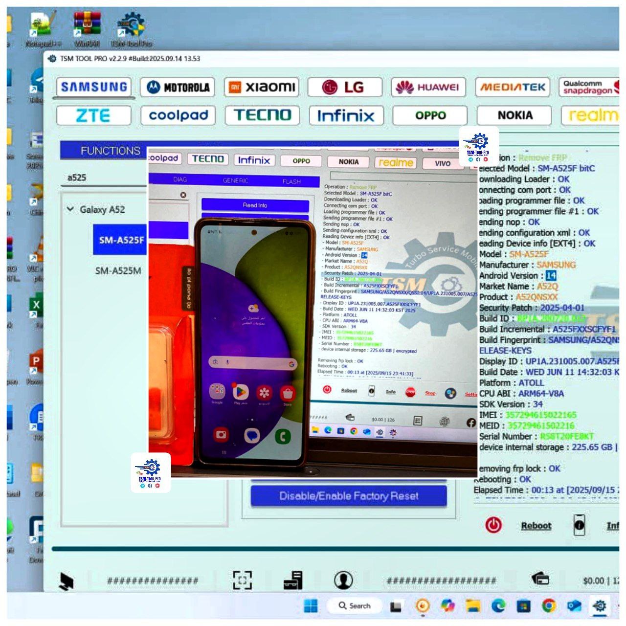 SAMSUNG A52 Frp