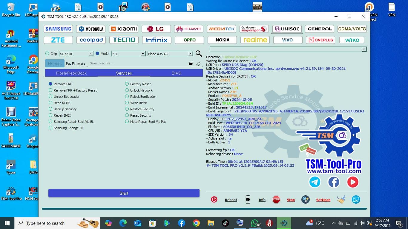 Remove FRP ZTE Blade A35