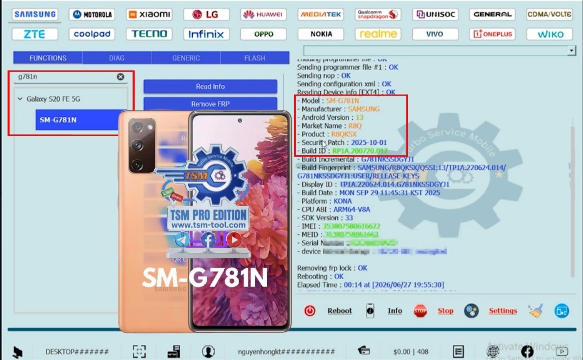 Remove FRP Galaxy S20 FE 5G
