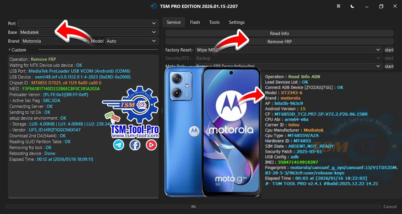 Remove FRP MOTO G54