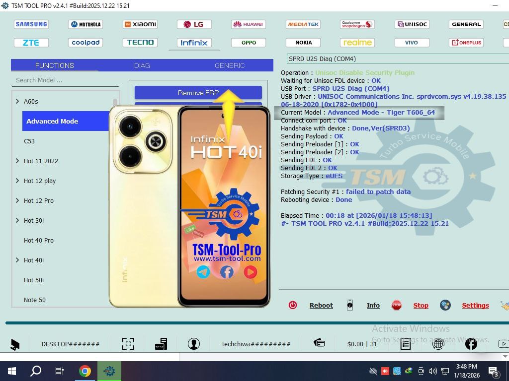 Remove FRP infinix Hot 40i
