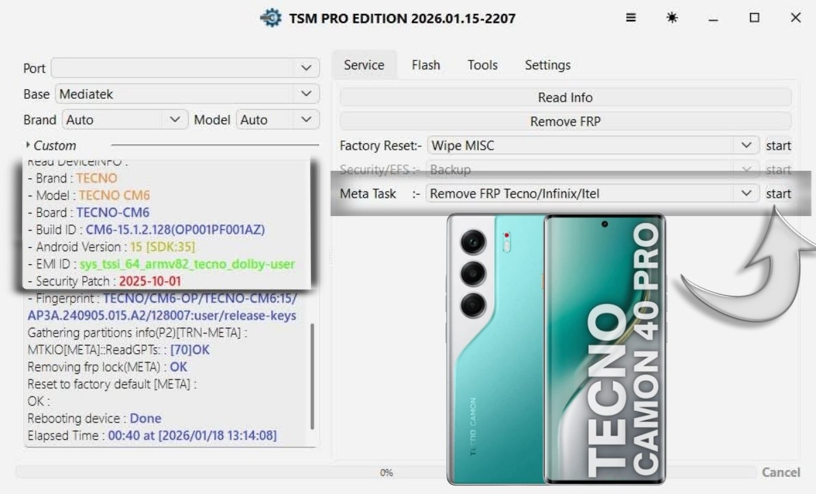 FRP TECNO CAMON 40 PRO